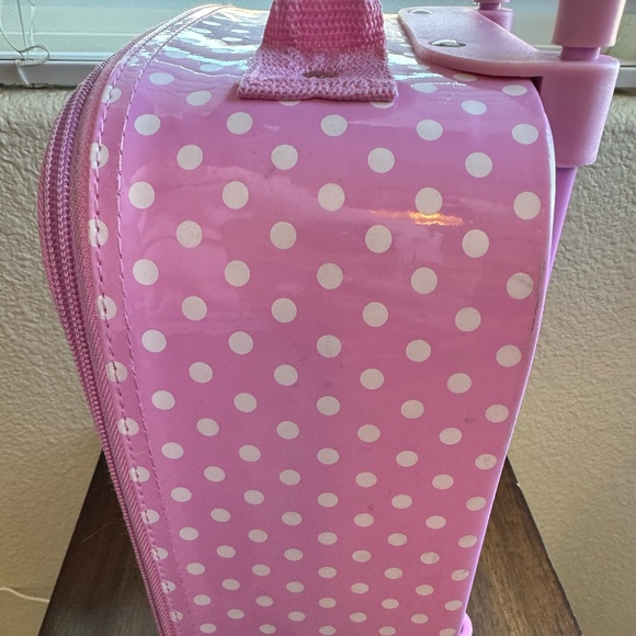 Disneyland Resort Minnie & Daisy Kids Rolling Suitcase Polka Dots Pink & White - Picture 3 of 13